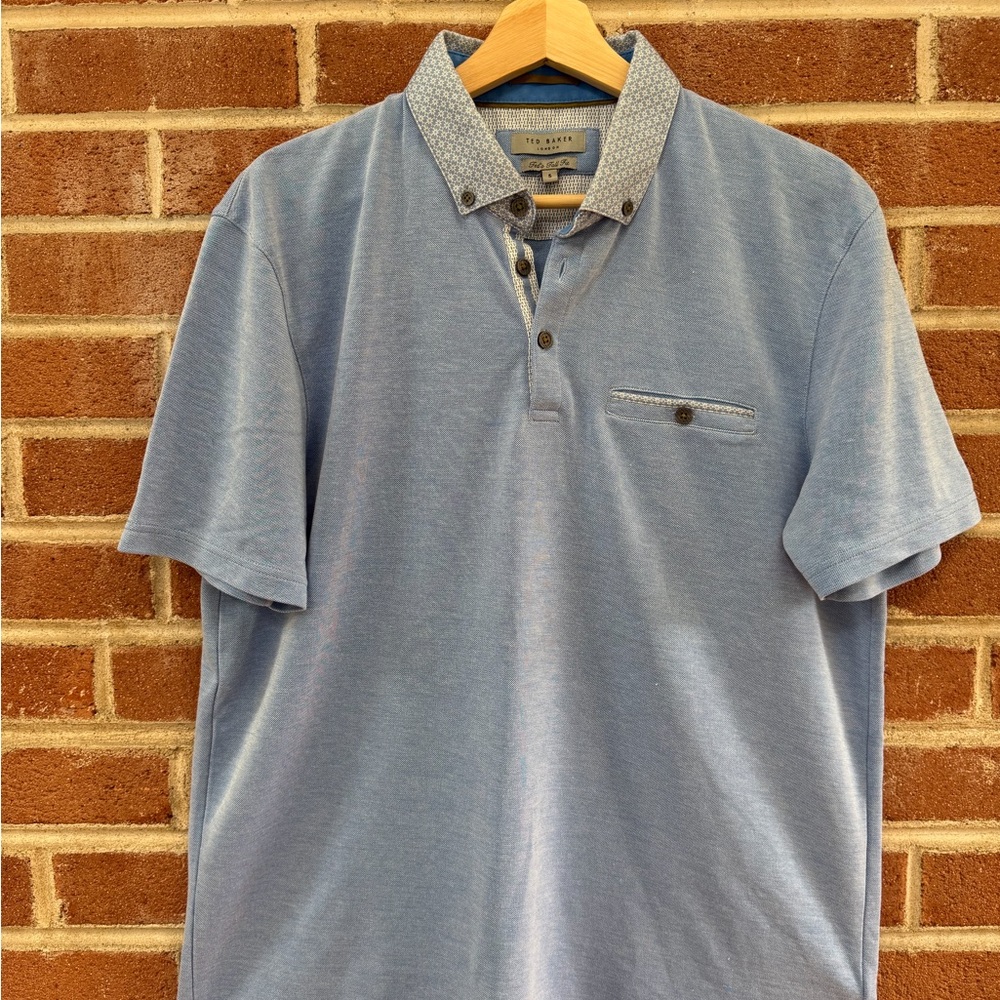 Ted Baker London Polo Shirt Men’s Size 5 XL Blue Modal Blend Golf Office